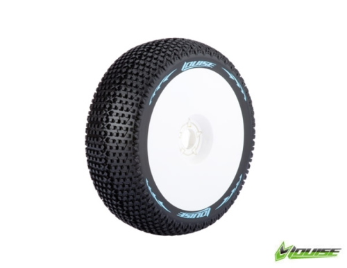 Колеса в сборе (2шт) Louise RC B-TURBO SOFT для автомоделей багги 1/8 масштаба, белые диски, HEX: 17мм