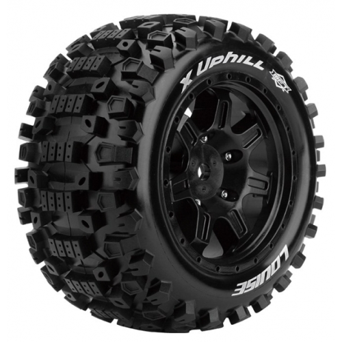 Колеса в сборе (2шт) Louise RC MFT X-UPHILL для автомоделей Traxxas X-Maxx 1/5, черные диски, HEX: 24мм