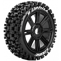 Колеса в сборе (2шт) Louise RC B-UPHILL SOFT для автомоделей багги 1/8 масштаба, черные диски, HEX: 17мм