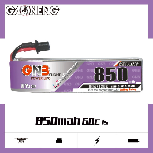Аккумулятор Li-po Gaoneng GNB 850mah 1S1P 3.8V HV 60C 7.7*18*66mm CABLED A30