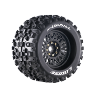 Колеса в сборе (2шт) Louise RC MT-UPHILL SPORT для автомоделей монстр трак, трагги 1/8 масштаба, черные диски, HEX: 17мм