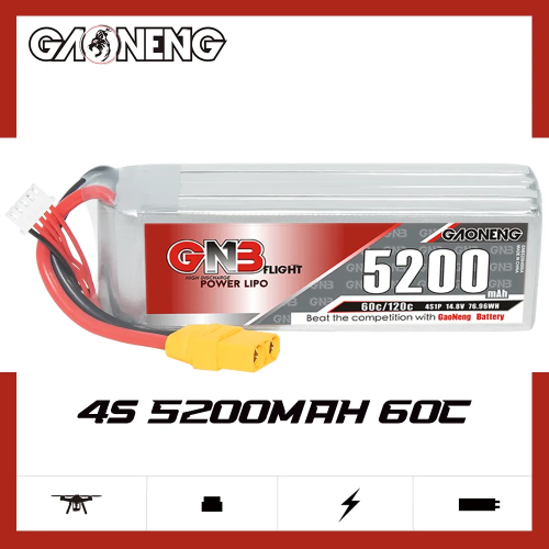 Аккумулятор LiPo GAONENG GNB 5200mAh 4S1P 14.8V 60C 139х44х38mm XT90S