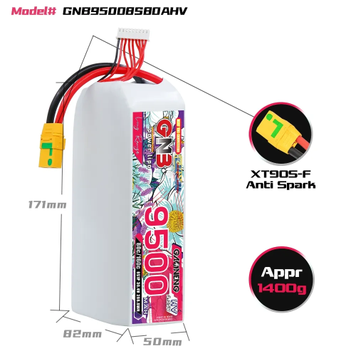 Аккумулятор LiPo GAONENG GNB 9500mAh HV 8S 30.4V 80C XT90S фото 2