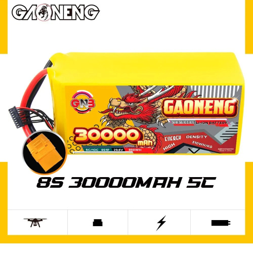 Аккумулятор Li-po Gaoneng GNB Semi Solid State Li-ion Battery 310WH/kg 30000mah 8S1P 29.6V 5C 888WH 80*90*210mm XT90