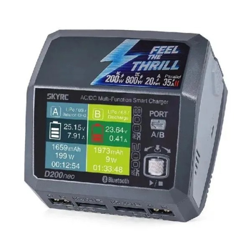 Двухпотровое зарядное устройство SkyRC D200neo (AC - 200Вт, DC - 2х400Вт) Оригинал фото 5
