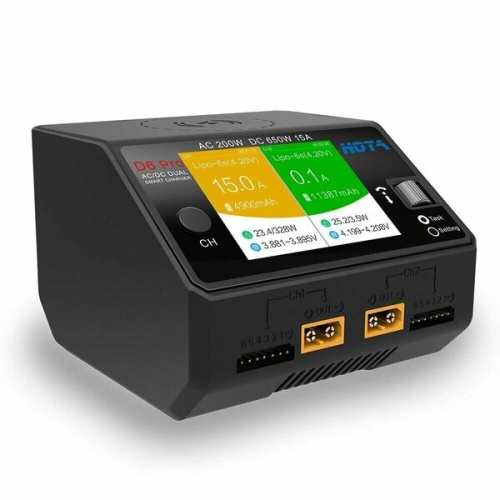 Зарядное-разрядное устройство HOTA D6 Pro AC/DC для LiPo аккумуляторов FPV (Черный цвет) фото 3
