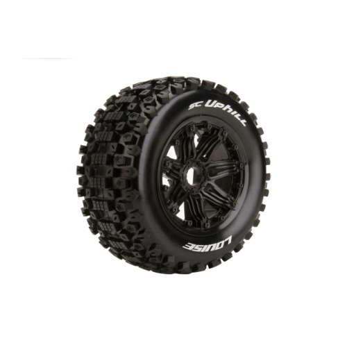 Колеса в сборе (2шт) Louise RC SC-UPHILL SPORT для автомоделей шорт-корс траков 1/5 масштаба, черные диски, HEX: 24мм