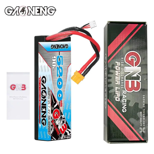 Аккумулятор Li-po Gaoneng GNB 5200MAH 7.4V 2S1P 90C 25.1x47x139mm XT60 фото 6