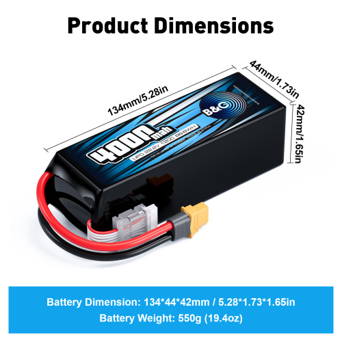 Аккумулятор Li-Po B&C 4000 MAH 22.2v (6s) 120C, XT60, Soft case фото 2