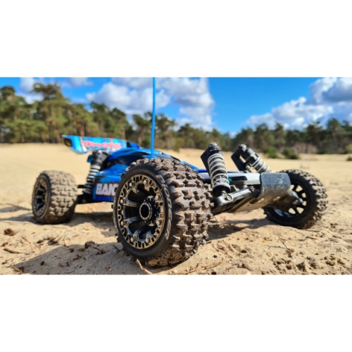 Колеса в сборе (2шт) Louise RC ST-PIONEER 2.2 Soft для автомоделей монстр трак, трагги 1/16 масштаба, черные диски, HEX: 12мм фото 4