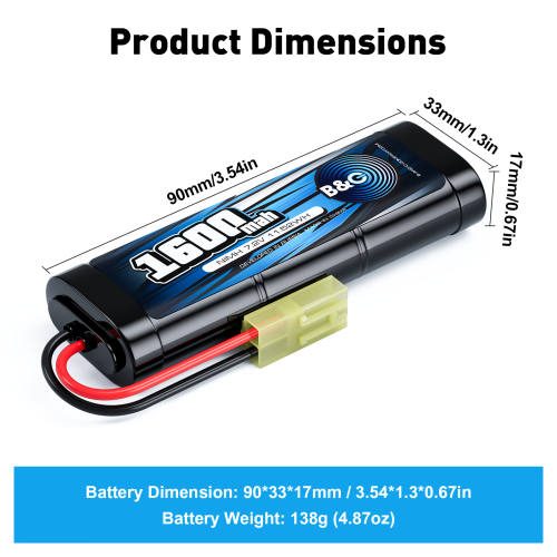 Аккумулятор NiMH B&C 6-Cells 1600 MAH 7.2V , Mini Tamiya фото 2