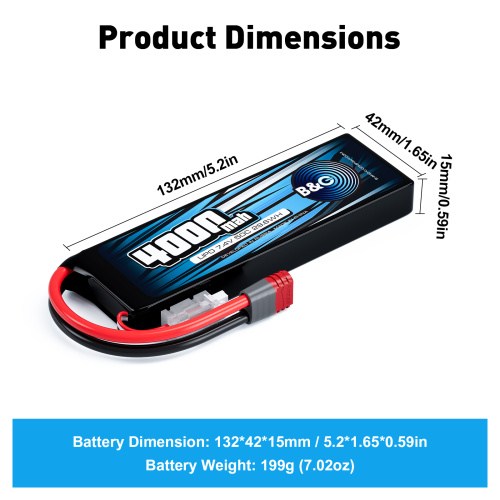 Аккумулятор Li-po B&C 4000 MAH 7.4V (2s) 50C, T-plug, Soft case фото 2