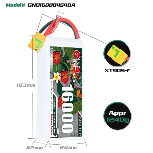 Аккумулятор Li-po Gaoneng GNB 16000mah 4S1P 14.8V 40C 42x80x183mm фото 4