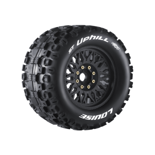 Колеса в сборе (2шт) Louise RC MFT ST-UPHILL SPORT для автомоделей монстр трак, трагги 1/8 масштаба, черные диски, HEX: 17мм