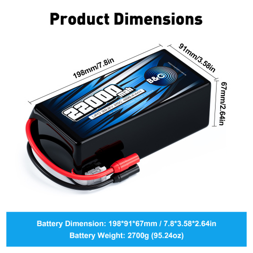 Аккумулятор Li-po B&C 22000 MAH 22.2V (6s) 25C, AS150, Soft case (для FPV-UAV дронов) фото 2