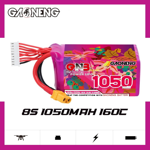 Аккумулятор Li-po Gaoneng GNB 1050mah 8S1P 29.6V 160C 44*38*83mm XT60