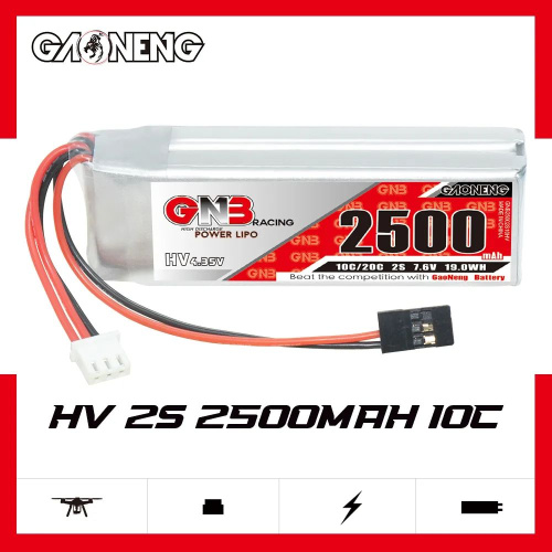Аккумулятор Li-po Gaoneng GNB 2500mah 2S1P 7.6V HV 10C 17x30x85mm for Transmitters