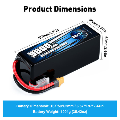 Аккумулятор Li-po B&C 9000 MAH 22.2V (6s) 90C, XT60, Soft case (для FPV дронов) фото 2