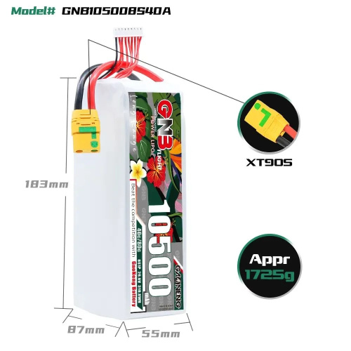 Аккумулятор Li-po Gaoneng GNB 10500mah 8S1P 29.6V 40C 87x55x183mm фото 5