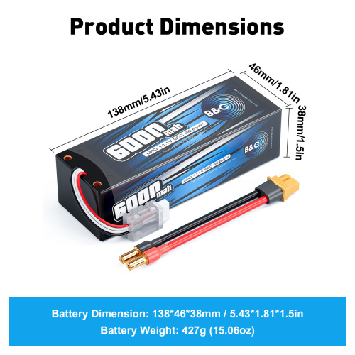 Аккумулятор Li-po B&C 6000 MAH 11.1v (3s) 90C, 5mm + XT60, Hard case фото 2