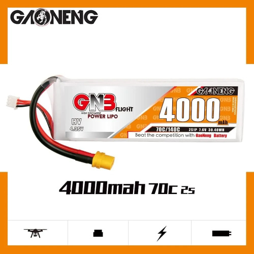 Аккумулятор Li-po Gaoneng GNB 4000mah 2S1P 7.4V 70C 14x43x135mm XT60