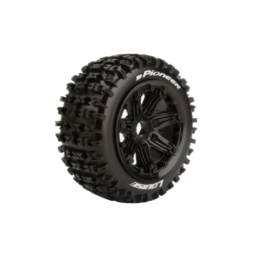 Колеса в сборе (2шт) Louise RC B-PIONEER SPORT для автомоделей Багги 1/5 масштаба, черные диски, HEX: 24мм