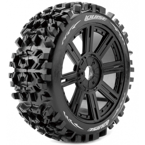 Колеса в сборе (2шт) Louise RC B-PIONEER SOFT для автомоделей багги 1/8 масштаба, черные диски, HEX: 17мм