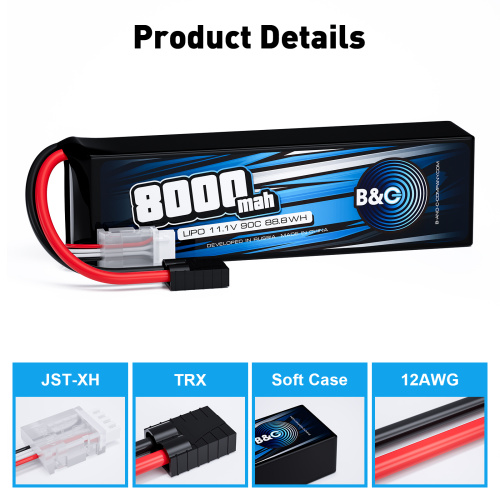 Аккумулятор Li-po B&C 8000 MAH 11.1V (3s) 90C, TRX, Soft case фото 3