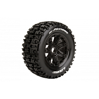 Колеса в сборе (2шт) Louise RC SC-PIONEER SPORT для автомоделей шорт-корс траков 1/5 масштаба, черные диски, HEX: 24мм