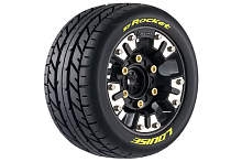Колеса в сборе (2шт) Louise RC ST-ROCKET Soft для автомоделей Traxxas MINI MAXX, XRT и для 1/10 масштаба, черные диски, HEX: 12мм