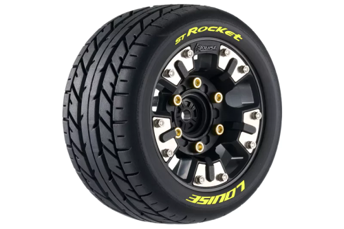 Колеса в сборе (2шт) Louise RC ST-ROCKET Soft для автомоделей Traxxas MINI MAXX, XRT и для 1/10 масштаба, черные диски, HEX: 12мм