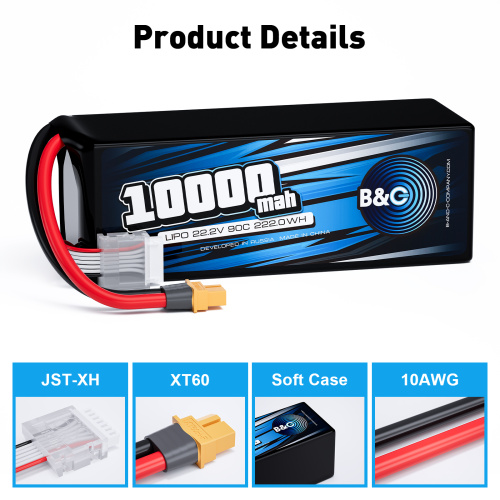 Аккумулятор Li-po B&C 10000 MAH 22.2V (6s) 90C, XT60, Soft case (для FPV дронов) фото 3
