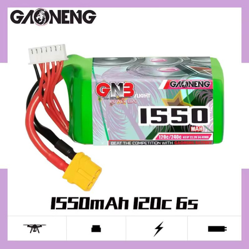 Аккумулятор Li-po Gaoneng GNB 1550mah 6S1P 22.2V 120C 53x35x76mm XT60