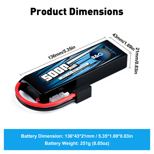 Аккумулятор Li-po B&C 5000 MAH 7.4v (2s), 50C, TRX, Soft case фото 2