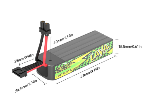 Аккумуляторы Li-po BetaFPV LAVA II 680mAh 4S 15.2V HV 95C XT30 (Набор 2 штуки) фото 2