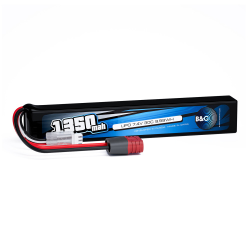 Аккумулятор для страйкбола Li-po B&C 1350 MAH 7.4V (2s) 30C, T-plug, Soft case