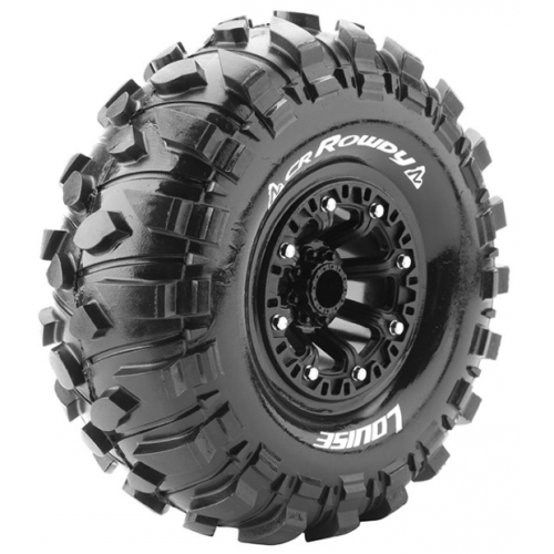 Колеса в сборе (2шт) Louise RC CR-ROWDY 2.2 SUPER SOFT для автомоделей краулер-трофи 1/10-1/8 масштаба, черные диски, HEX: 12мм