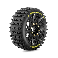 Колеса в сборе (2шт) Louise RC MFT B-PIONEER SOFT для автомоделей багги 1/8 масштаба, черные диски, HEX: 17мм