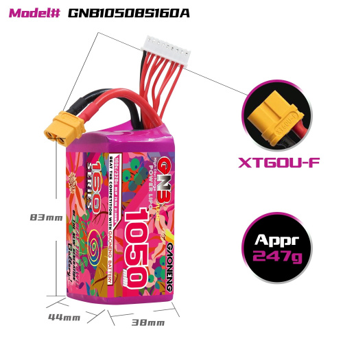 Аккумулятор Li-po Gaoneng GNB 1050mah 8S1P 29.6V 160C 44*38*83mm XT60 фото 4