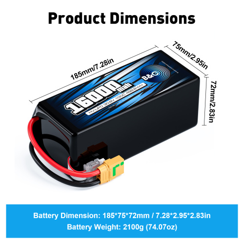 Аккумулятор Li-Po B&C 16000 MAH 30.8V (8s HV) 100C, XT90S, Soft case фото 2