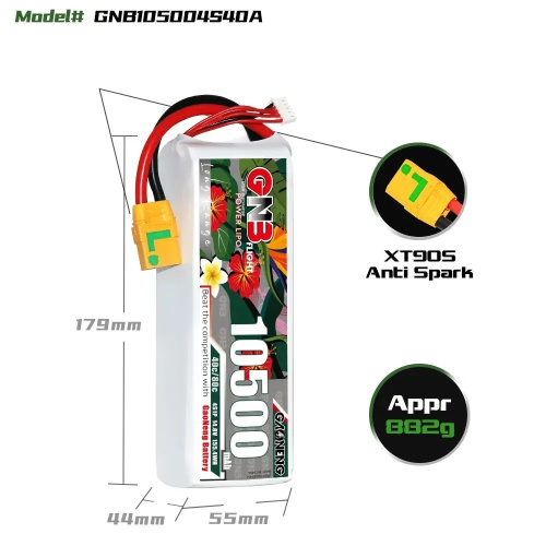 Аккумулятор Li-po Gaoneng GNB 10500mah 4S1P 14.8V 40C 47x55x179mm фото 5