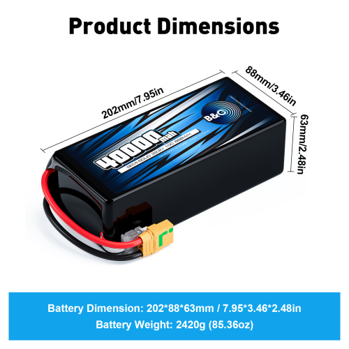 Аккумулятор Semi-Solid (Li-po) B&C 40000 MAH 22.2V (6s) 10C, XT90S, Soft case фото 3