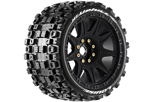 Колеса в сборе (2шт) Louise RC MFT MT-UPHILL speed для автомоделей монстр трак, трагги 1/8 масштаба, черные диски, HEX: 17мм