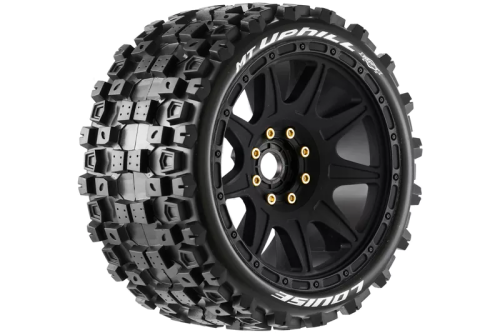 Колеса в сборе (2шт) Louise RC MFT MT-UPHILL speed для автомоделей монстр трак, трагги 1/8 масштаба, черные диски, HEX: 17мм