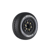Колеса в сборе (2шт) Louise RC SC-TURBO SOFT для автомоделей шорт-корс траков 1/10 масштаба, черные диски, HEX: 12,14,17мм