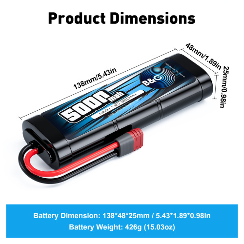 Аккумулятор NiMH B&C 6-Cells 5000 MAH 7.2V , T-plug фото 2