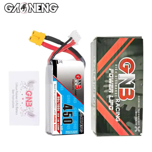 Аккумулятор Li-po Gaoneng GNB 450mah 2S1P 7.4V 80C 11x31x57mm XT30 фото 3