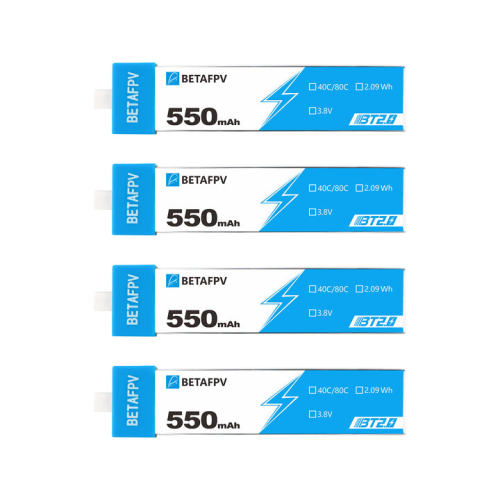 Аккумуляторы Li-po BetaFPV 550mAh 1S 3.8V HV 40/80C BT2.0 (Набор 4 штуки)