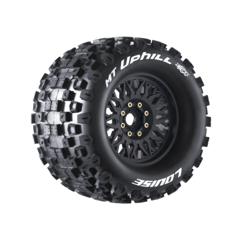 Колеса в сборе (2шт) Louise RC MFT MT-UPHILL SPORT для автомоделей монстр трак, трагги 1/8 масштаба, черные диски, HEX: 17мм