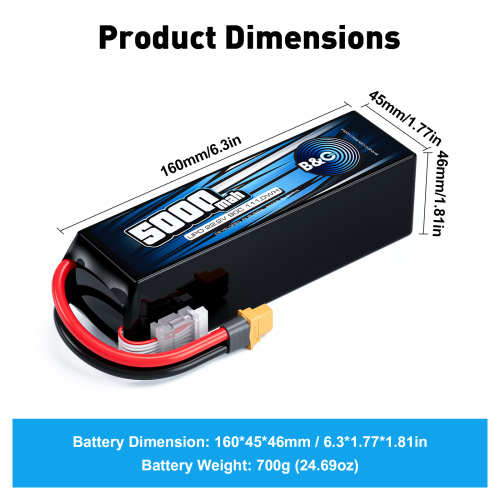 Аккумулятор Li-po B&C 5000 MAH 22.2V (6s) 90C, XT60, Soft case фото 2